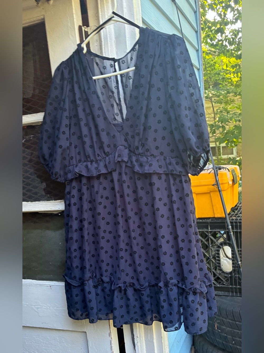 Ladies Blue Floral Dress, Slip Attached. Clean & has Never Been Worn. Size L $9